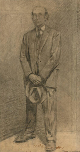 Giorgio Matteo Aicardi (1891-1985) - Fusain, Pleine Longueur Portrait - Photo 1 sur 2