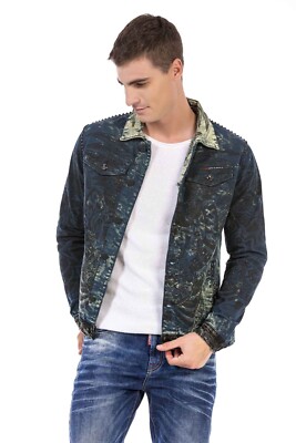 Cipo & Baxx CHRISTOPHER  Mens Jeans Jacket Biker CJ272 Denim all Sizes