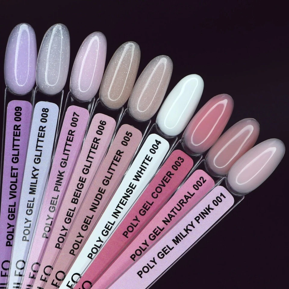 KOMILFO POLYGEL 15ml Liquid Gel Nail System LED UV Color French Glitter Coat - Image 4 of 4