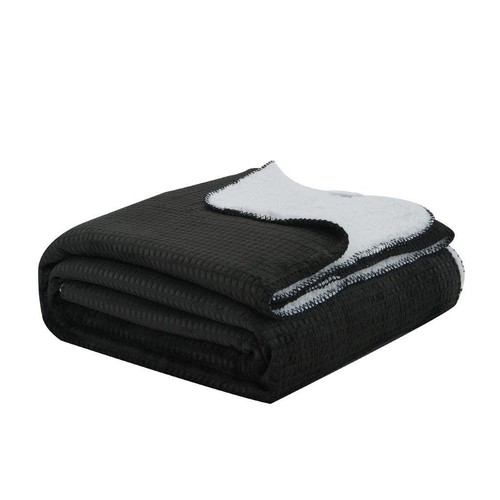 Flannel Sherpa Throw For Sofa Couch Bed Warm Living Room Waffle Texture Blanket - Picture 3 of 54