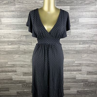 gap blue polka dot dress Berta | NAVY And White Polka-Dot Square-Neck Midi Dress main image 0