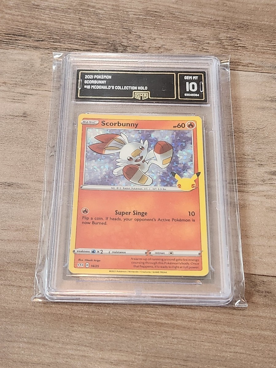 scorbunny pokemon card mcdonalds Gem Mint 10 Scorbunny 2021 McDonalds Collection Holo 16/25 Pokémon GMA 10