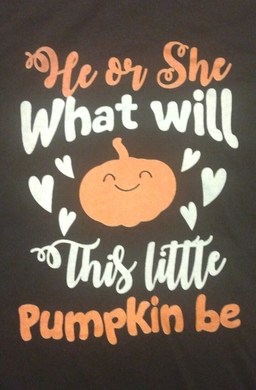 Gender Reveal Pumpkin Ladies Tee XL "He Or She What Will This Pumpkin Be." Black