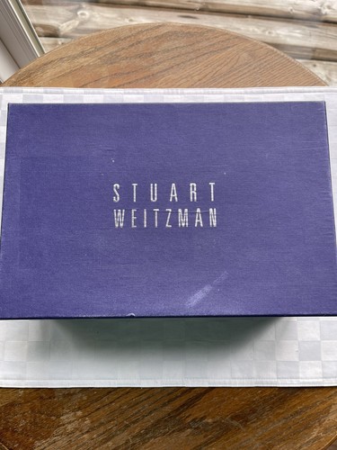Stuart Weitzman*RARE*Shape Cashew Gloss Patent leather Halo Strap Block Heel 9M - Picture 18 of 20