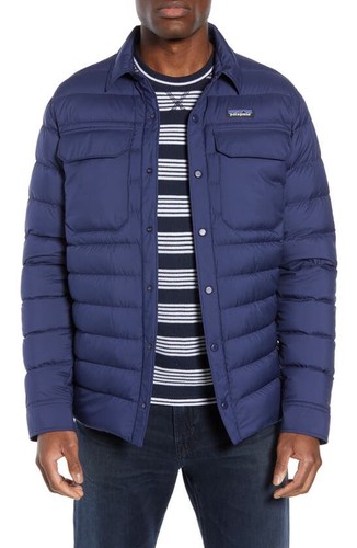 Silent Down Quilted Shirt Jacket Navy 