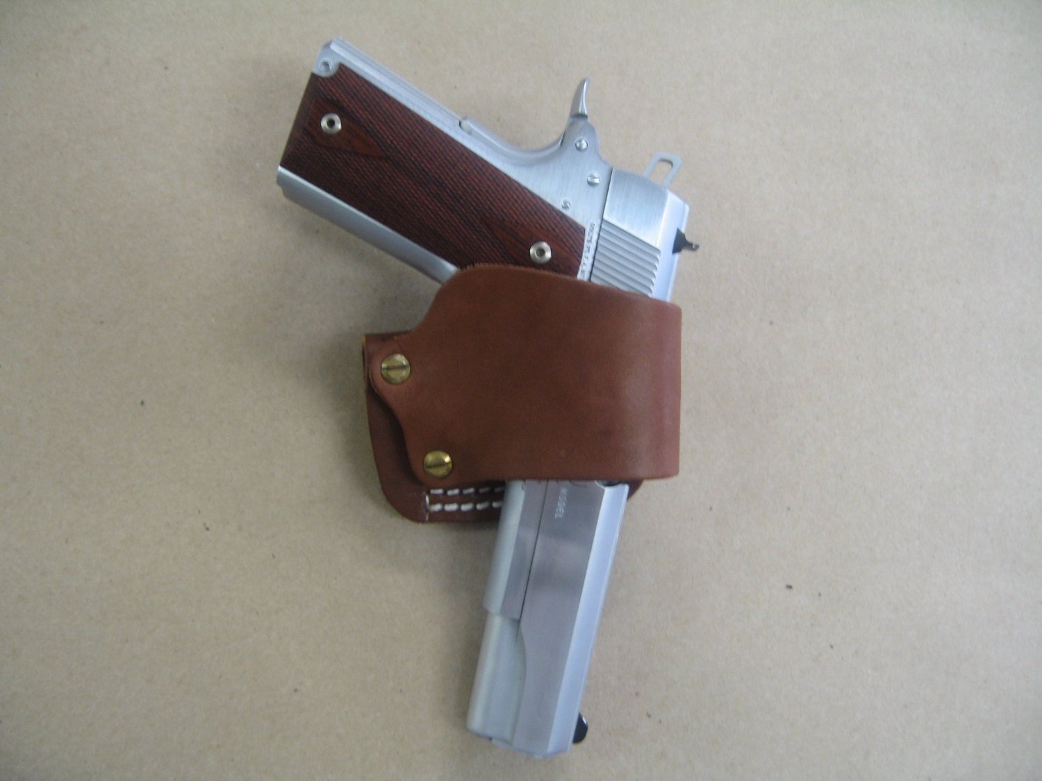 Leather Belt Slide Holster For Colt 1911, Springfield, Kimber, Taurus 1911 Tan