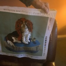 Cing Charles Dog Tapestry Hand Worked Completed Wool Wall Art Craft Project