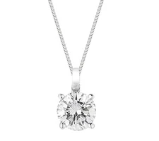 1Ct Womens Simulated Diamond Pendant Necklace 14K White Gold Plated Solid Silver