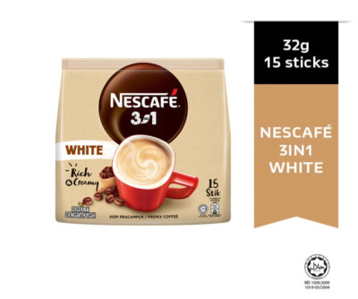 NESCAFE 3 IN 1 WHITE RICH & CREAMY  32g x 15 STICKS MALAYSIA PRODUCT