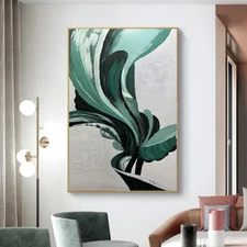 Nordic Wall Art Decor Hand Painted Oil Painting Modern Abstract Image green