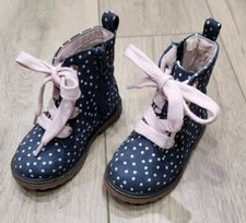Cat  Jack Girls Toddler Boots With Pink Polka dots Laces Zipper Size 6
