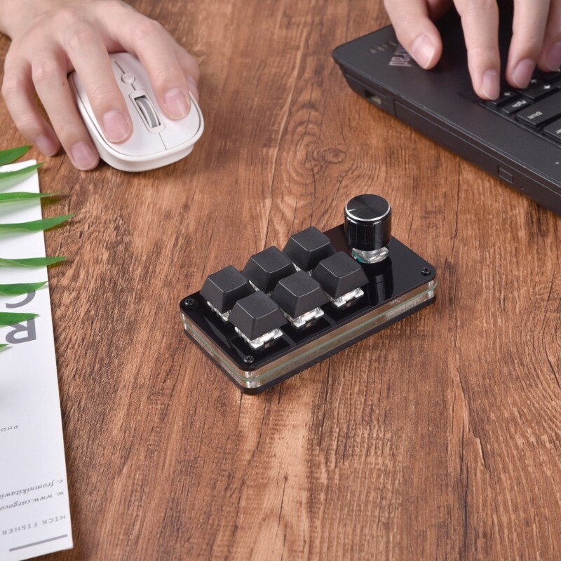 6-Key Macro Mechanical Keyboard with Knob for Professional Efficiency