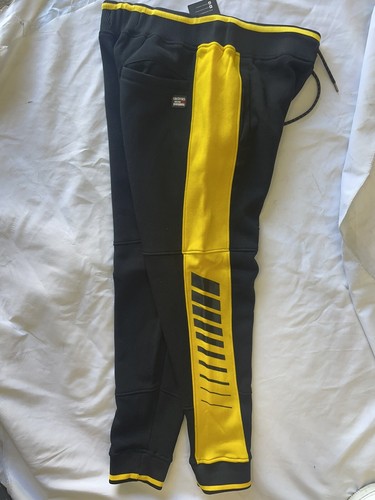Neu Herren AKADEMIKS Jogger Kordelzug Jogginghose schwarz/gelb Größe: 2XLarge - Bild 5 von 6