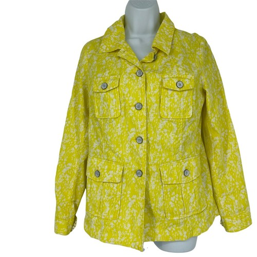 CAbi Yellow Floral Field Jacket Size S 