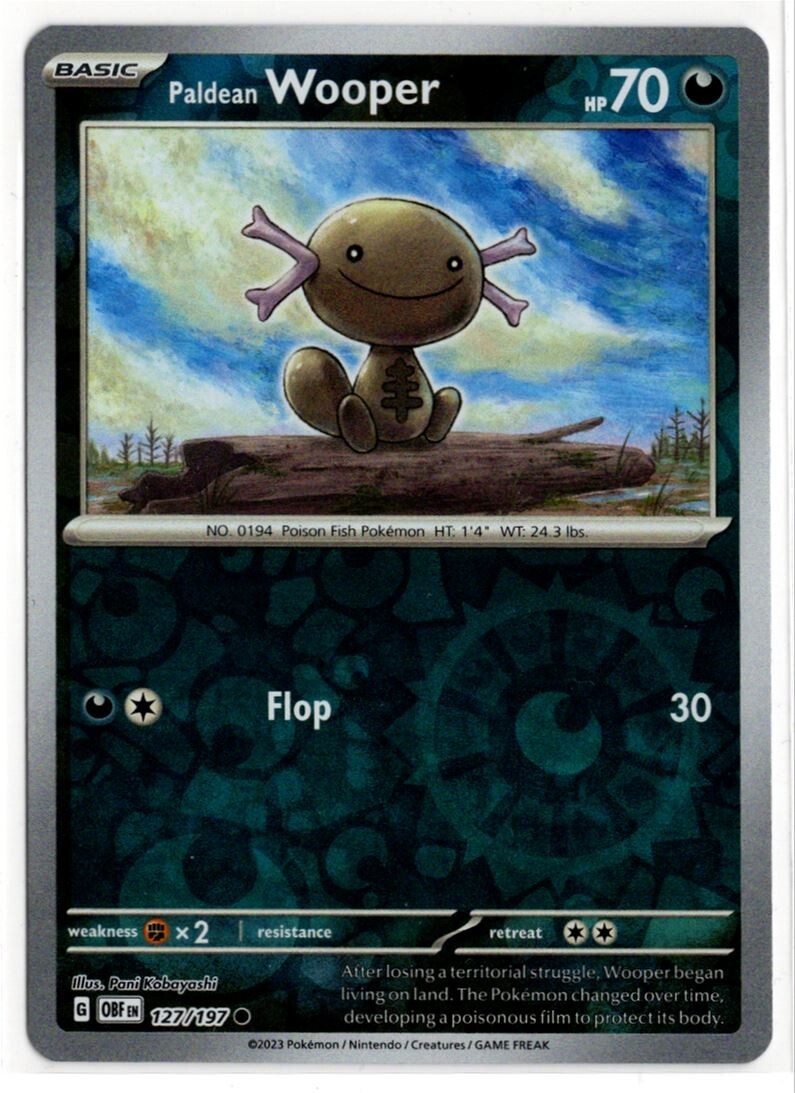 Pokemon Obsidian Flames Reverse Holo 127/197 Paldean Wooper