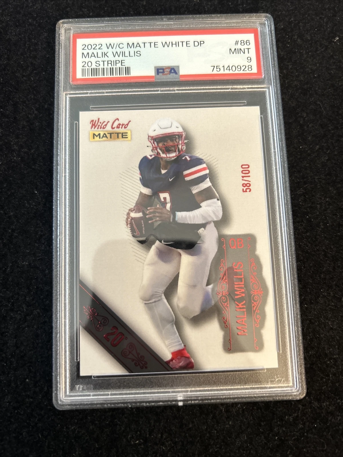 Malik Willis Wild Card Matte White Draft Pick #86 20 Stripe