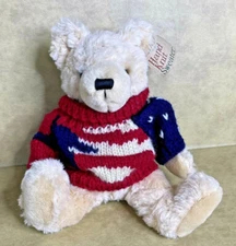 NOS Vintage Dan Dee Plush Stuffed Bear American Flag Sweater SAMPLE!! 9" RARE!
