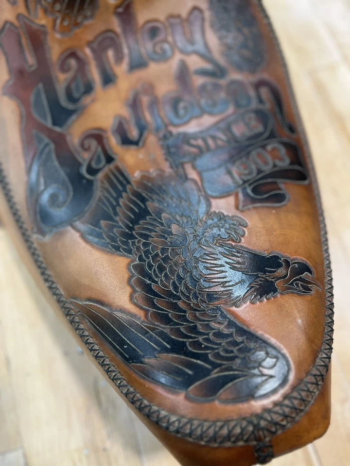 One Of A Kind Leather Le Pera Silhouette Seat Harley Softail Ratfink Hand Stitch - Image 3 of 4