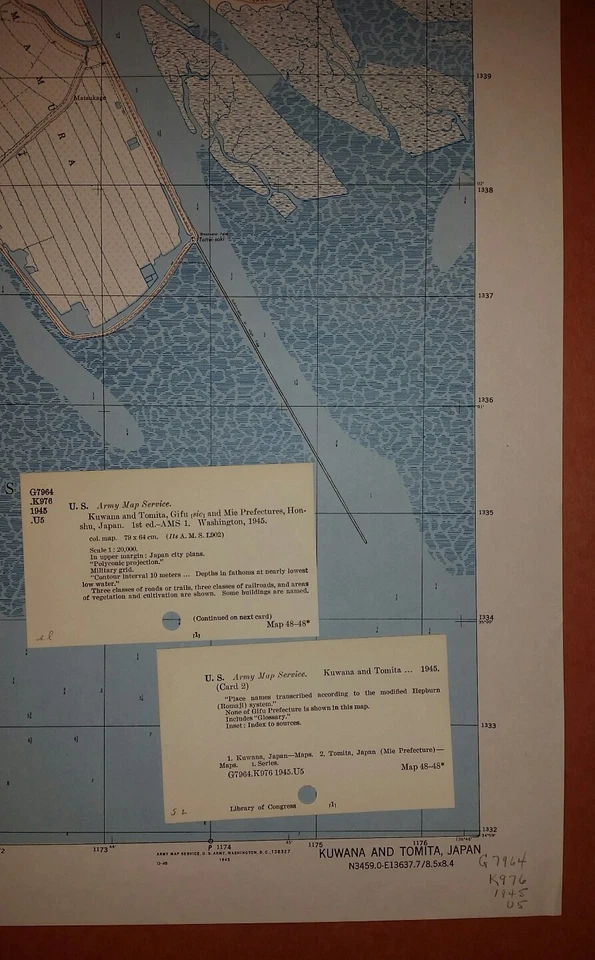 1945 US Army Map - City Plan of Kuwana and Tomita Honshu Japan  1:20,000 - Image 2 of 4