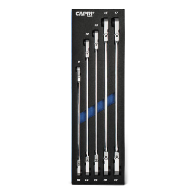 Capri Tools 90-T Extra-Long Double Box End Ratcheting Wrench Set, Metric, 5-Pc