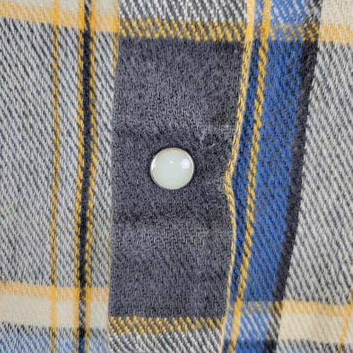 Vintage DEE CEE Western Flannel Shirt Mens 16 M Blue Plaid Pearl Snap USA Made - Picture 8 of 11