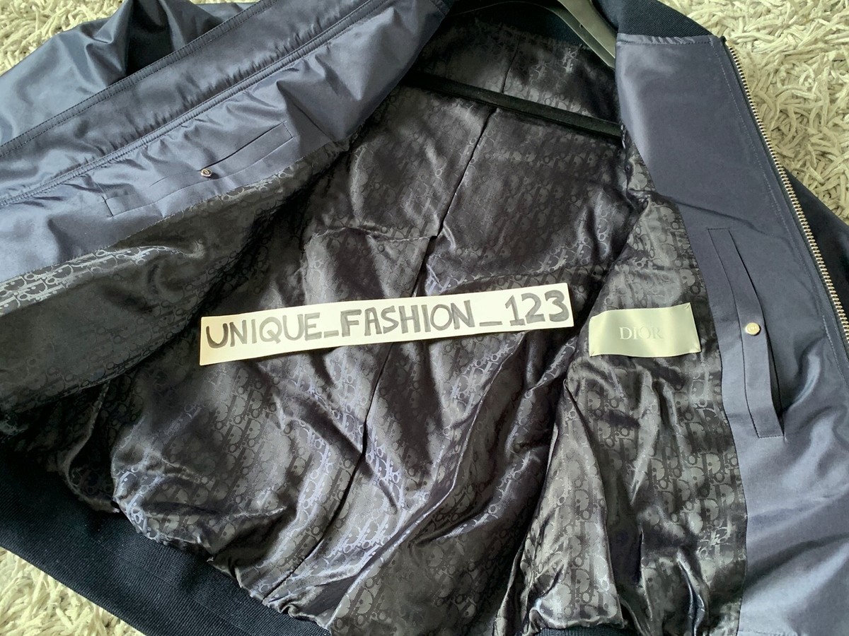 CHRISTIAN DIOR X AIR JORDAN WINGS SATIN BOMBER JACKET L 50 1 LOW HIGH NAVY BLUE | eBay