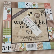 DCWV 8 x 8 FALL Scrapbook Kit Stack Stickers Paper Cardstock Quotes -S