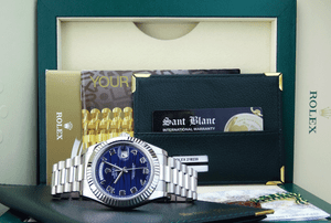 ROLEX-Mens-18kt-White-Gold-DayDate-II-PRESIDENT-Blue-Wave-218239-SANT-BLANC