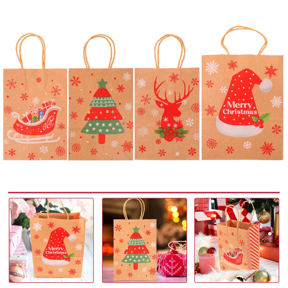 12 Pcs Christmas Gift Bag Polyester Xmas Bags Present Treat