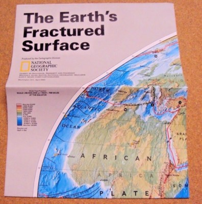 National Geographic April 1995 Map The Earth's Fractured Surface Earthquakes