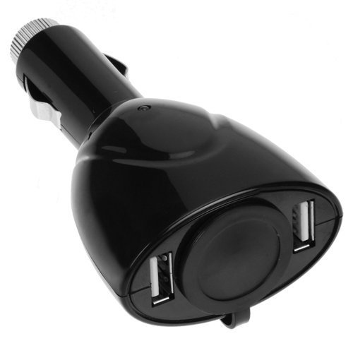 Adaptador de corriente cargador de coche USB de 2 puertos con enchufe adicional para dispositivos LG - negro - Imagen 3 de 3