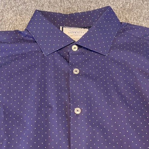 Charles Tyrwhitt Dress Shirt Slim Fit Striped & Polka Dot Button 17/35 Lot of 2 - Picture 14 of 22