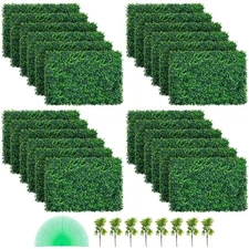 Uimoso 24pcs 24"x16" Artificial Boxwood Mat Wall Hedge Decor Privacy Fence Panel