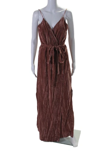 8 By Yoox Womens Side Slit V-Neck Sleeveless Maxi Wrap Dress Pink Size L - Picture 1 of 5