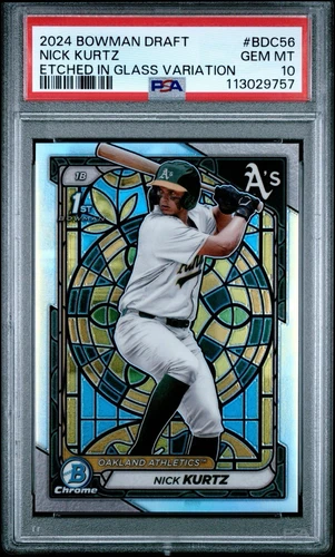 2024 Bowman Draft - Etched In Glass SSP Nick Kurtz BDC-56 Case Hit - PSA 10