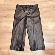 NWT ELOQUII Faux Leather Wide Leg Cropped Pants Black Plus Size 24