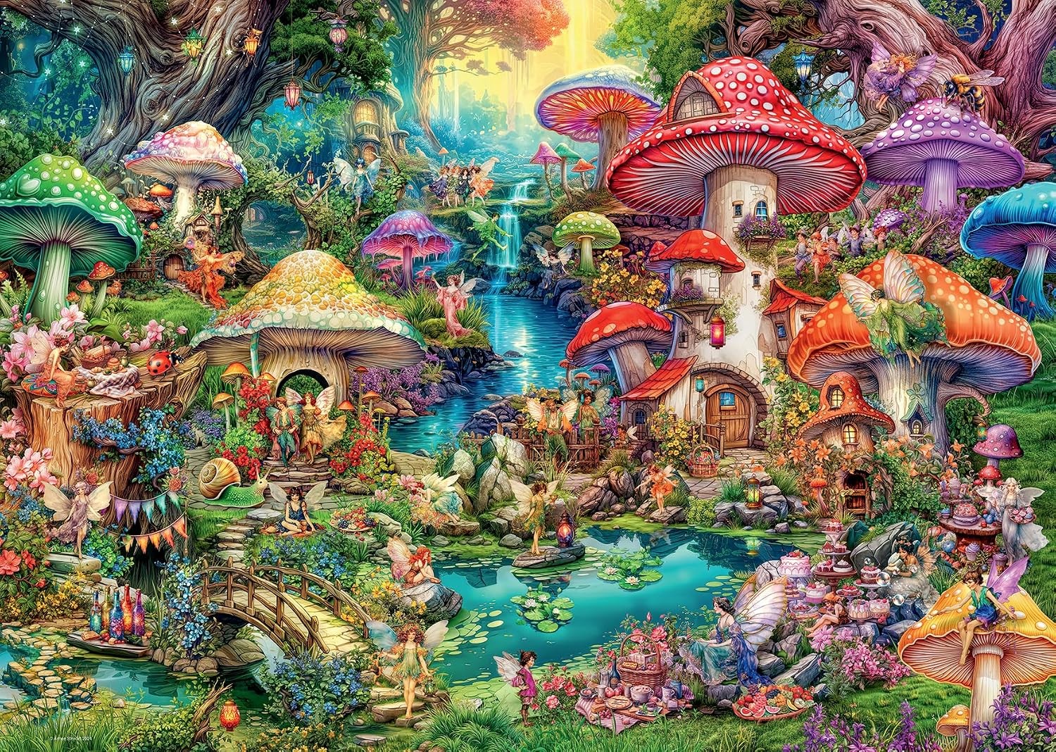 Ravensburger Merry Mushroom Village 1000 Piece Jigsaw Puzzle Fantasy 70x50cm - Image 6