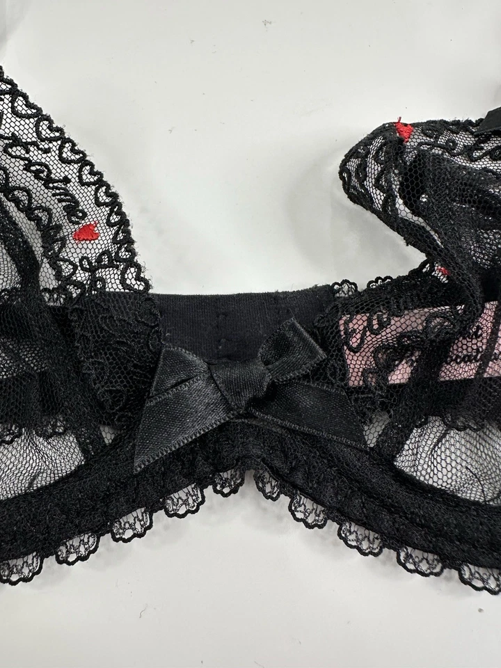 Sujetador de encaje negro Agent Provocateur Knickers Forever "Je T'aime" 32B Foto 2 de 4