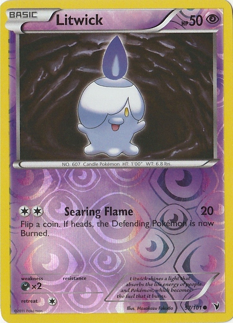 Pokemon Litwick 57/101 Noble Victories Reverse Holo NM Common TCG Card