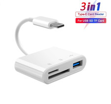 USB C to SD Card Reader, 3-in-1 Hub Converter, Micro SD TF Memory Type-C Adapter