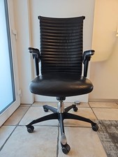 HAG Bürostuhl H09 Schwarz Echter LEDERBEZUG