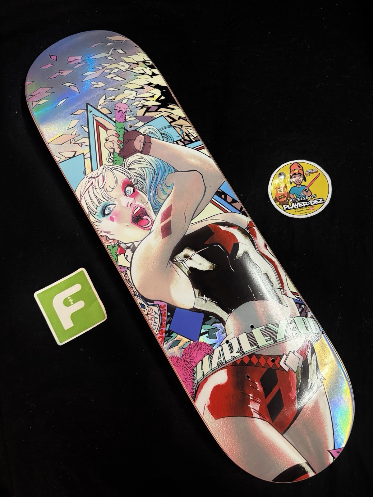 ULTRA RARE Harley Quinn DC Justice League Color Bars Skatebo