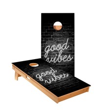 Cornhole Boards Skip's Garage Good Vibes ACA Size Poplar Wood Outdoor
