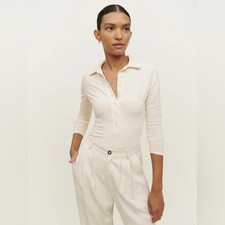 Reformation Nisa Collar Knit Bodysuit Top Size: M