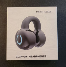 Wireless Bluetooth Clip-On Ear-Hook In-Ear Earbuds w/ Built-In Mic, Black