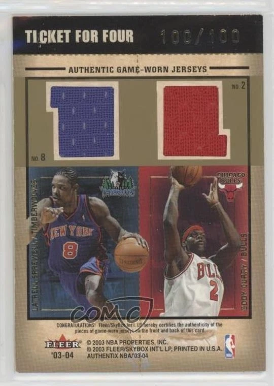 2003 Fleer Authentix Ticket for Four Dajuan Wagner Yao Ming Latrell Sprewell HOF - Image 2 of 2