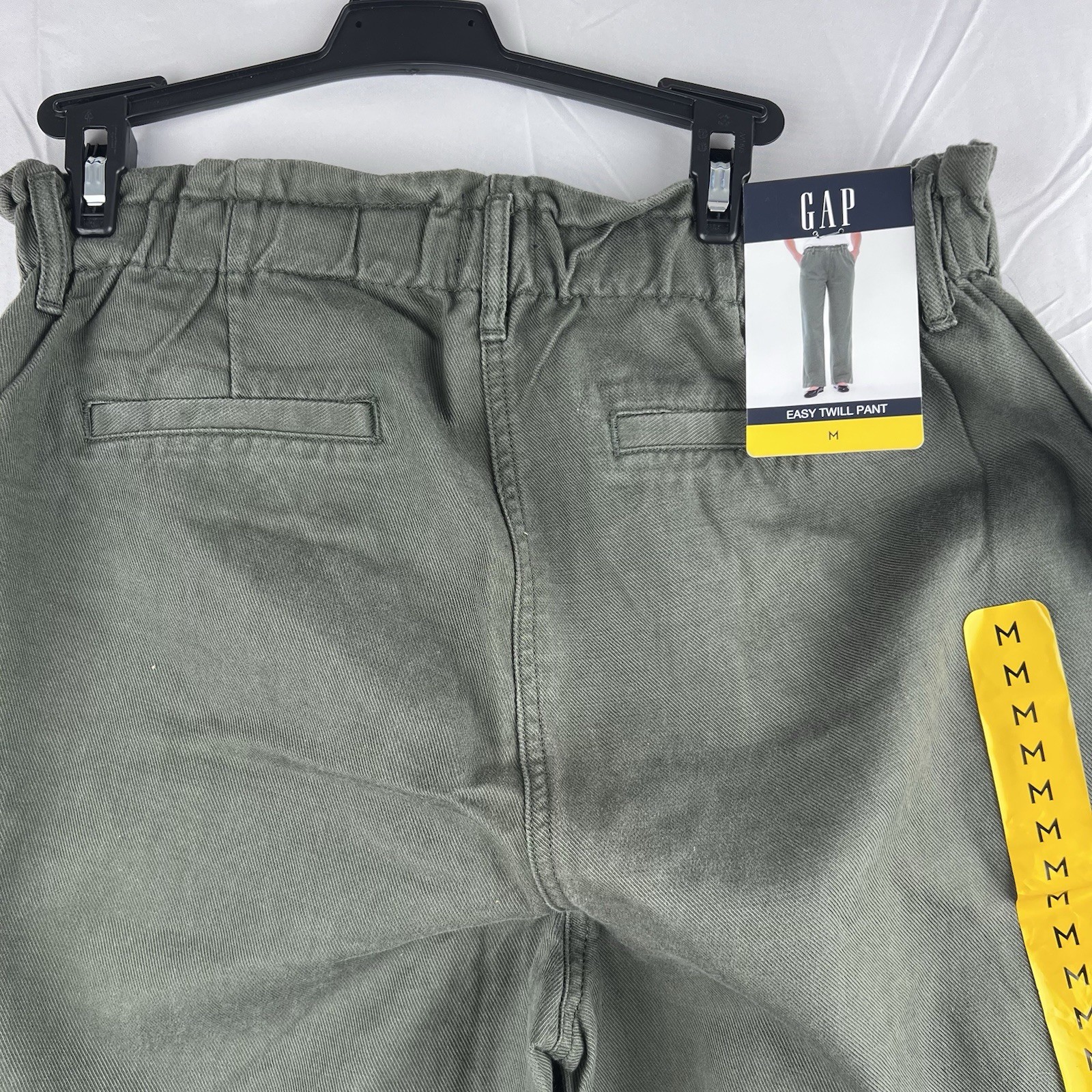GAP Easy Twill Pants Green Size M Elastic Waist Relaxed Fit New image 6