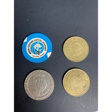 Vintage 4 MGM Grand Las Vegas Casino Tokens and Poker Chip Set 1993 1997 $1 $2
