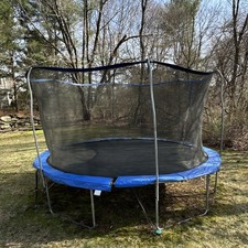 Large Blue Outdoor Trampoline with Safety Net for Ages 8-11, 12-16, 17 Up