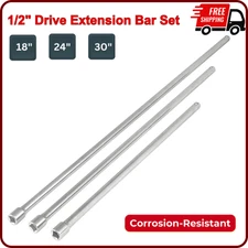 TOOLUXE 00216L 1/2" Drive Long Reach Extension Bar Set | 3 Piece | 18", 24", 30"